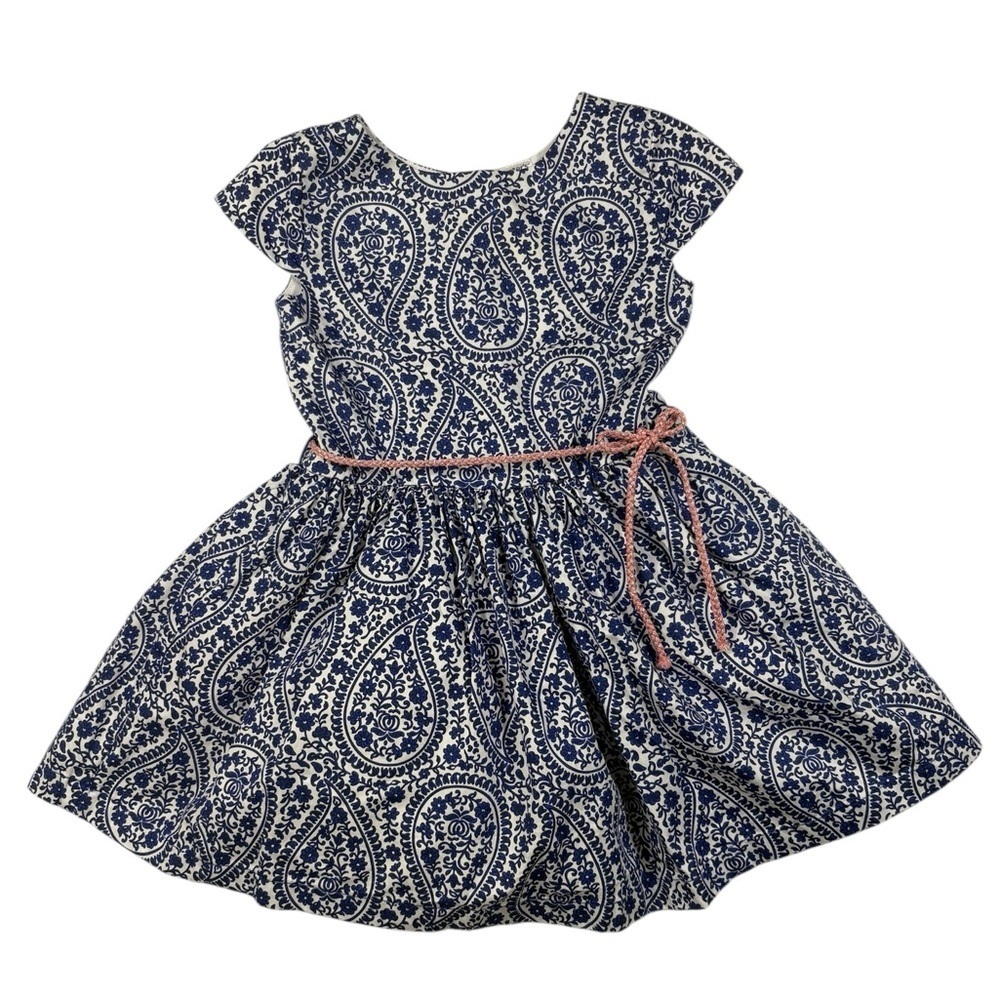 Carter's Sateen Navy Blue and White Paisley Kids Dress | Size 2T